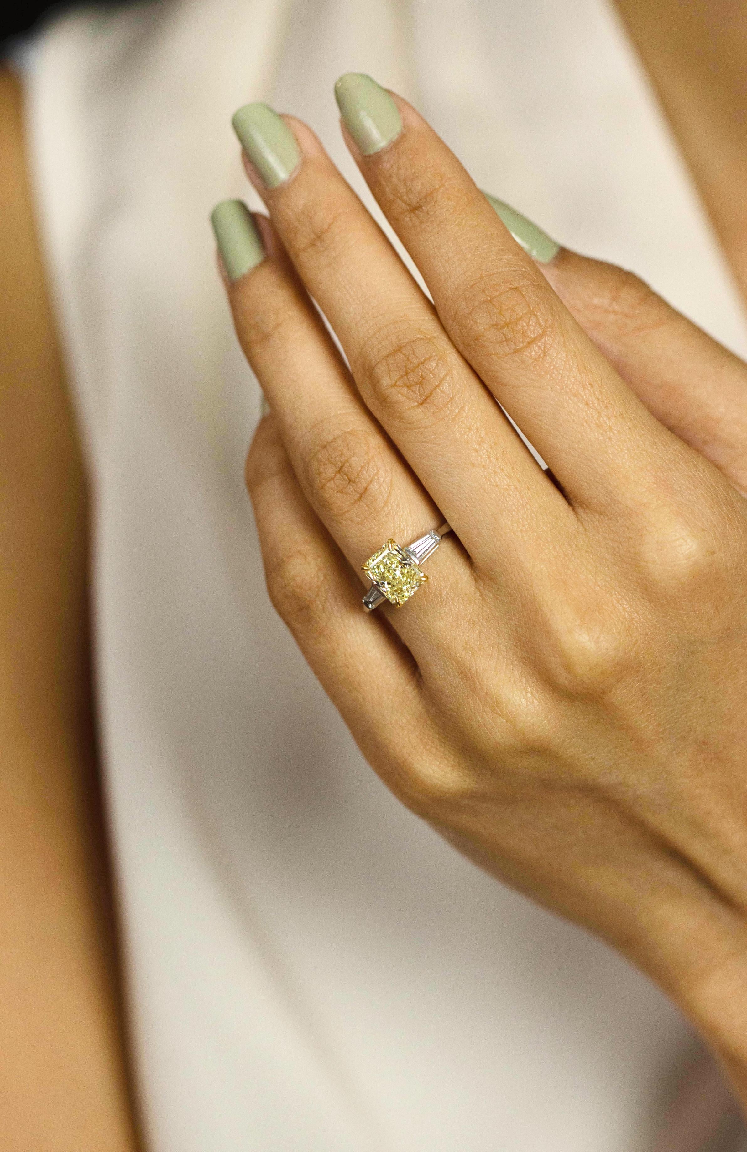 radiant cut yellow diamond ring
