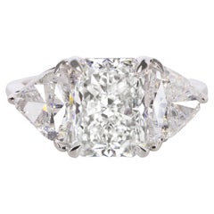 GIA Certified Radiant Trillion Cut Diamond Three Stone Ring