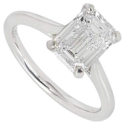 GIA Certified Rare Emerald Cut Type IIA Golconda Diamond Ring 2.01ct D/Flawless en vente