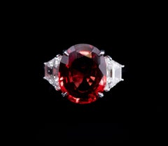 GIA Certified, Rare Oval Red Spinel Set in a Platinum Ring with Diamonds