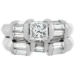 GIA Certified Rectangular 0.74 Carat Diamond Platinum Engagement Ring