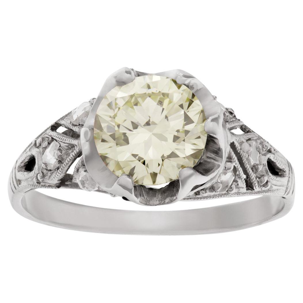 GIA Certified Rectangular Modifed Diamond Ring Set in Platinum For Sale