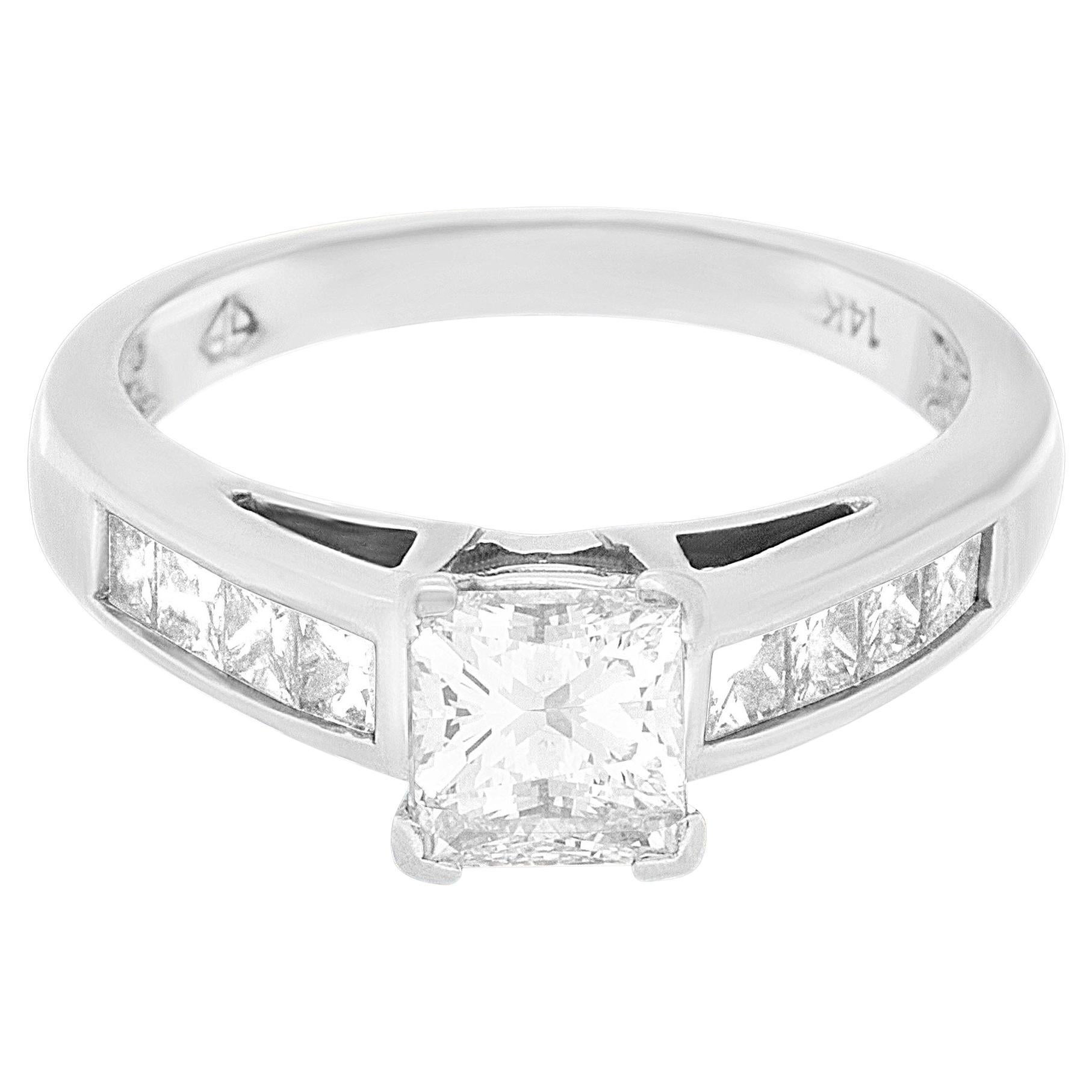 GIA Certified Rectangular Modified Brilliant Cut Diamond 1.01cts 'F, SI1' Ring