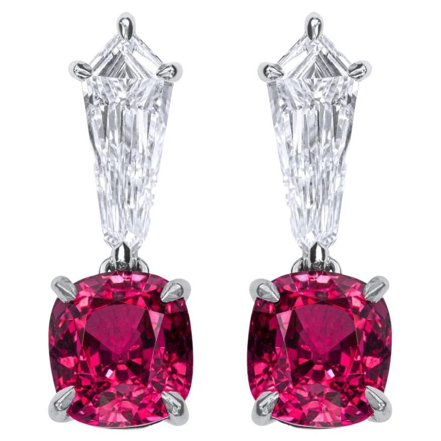 GIA Certified Red Burmese Spinel Earrings For Sale