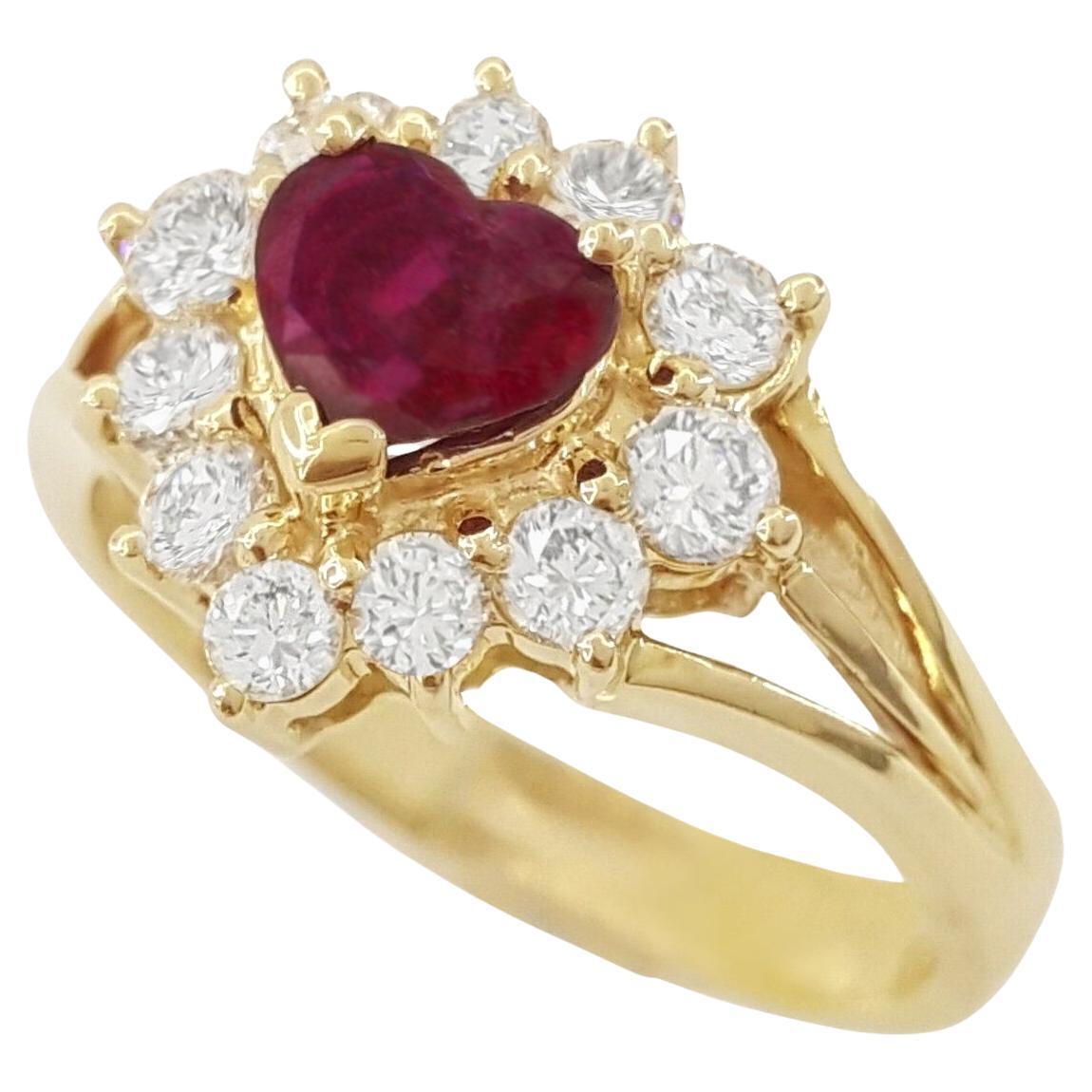 GIA Certified Red Ruby Diamond Platinum Ring  For Sale