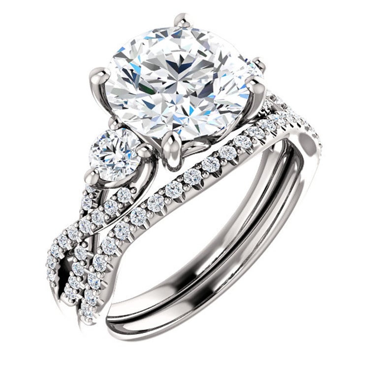 GIA Certified Reminiscent Three-Stone Infinity Round Diamond Engagement ...