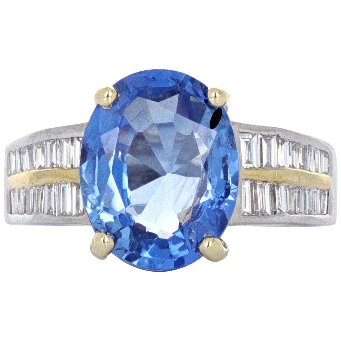 GIA Certified 5.08 Carat Sapphire and Diamond Cocktail Ring For Sale