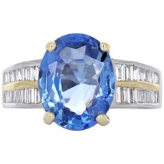 GIA Certified 5.08 Carat No-Heat Blue Sapphire Cocktail Ring