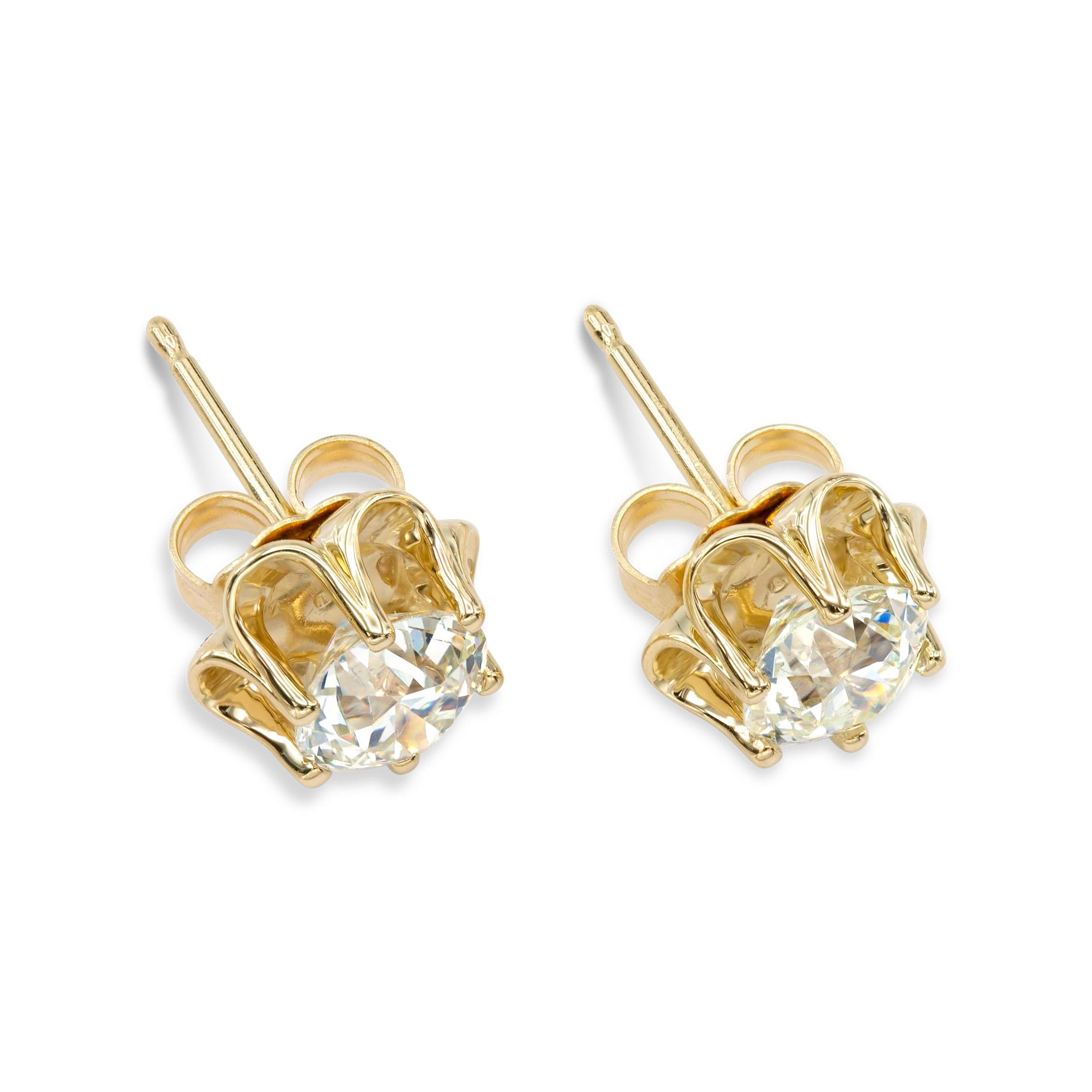 GIA-zertifizierte REV IVE Diamant-Ohrstecker mit alteuropäischem Schmetterlingsmuster, 1,36 Karat (Alteuropäischer Schliff)