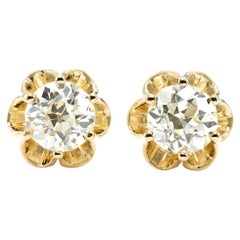 GIA Certified REV IVE 1.36 Ctw Old European Buttercup Diamond Studs