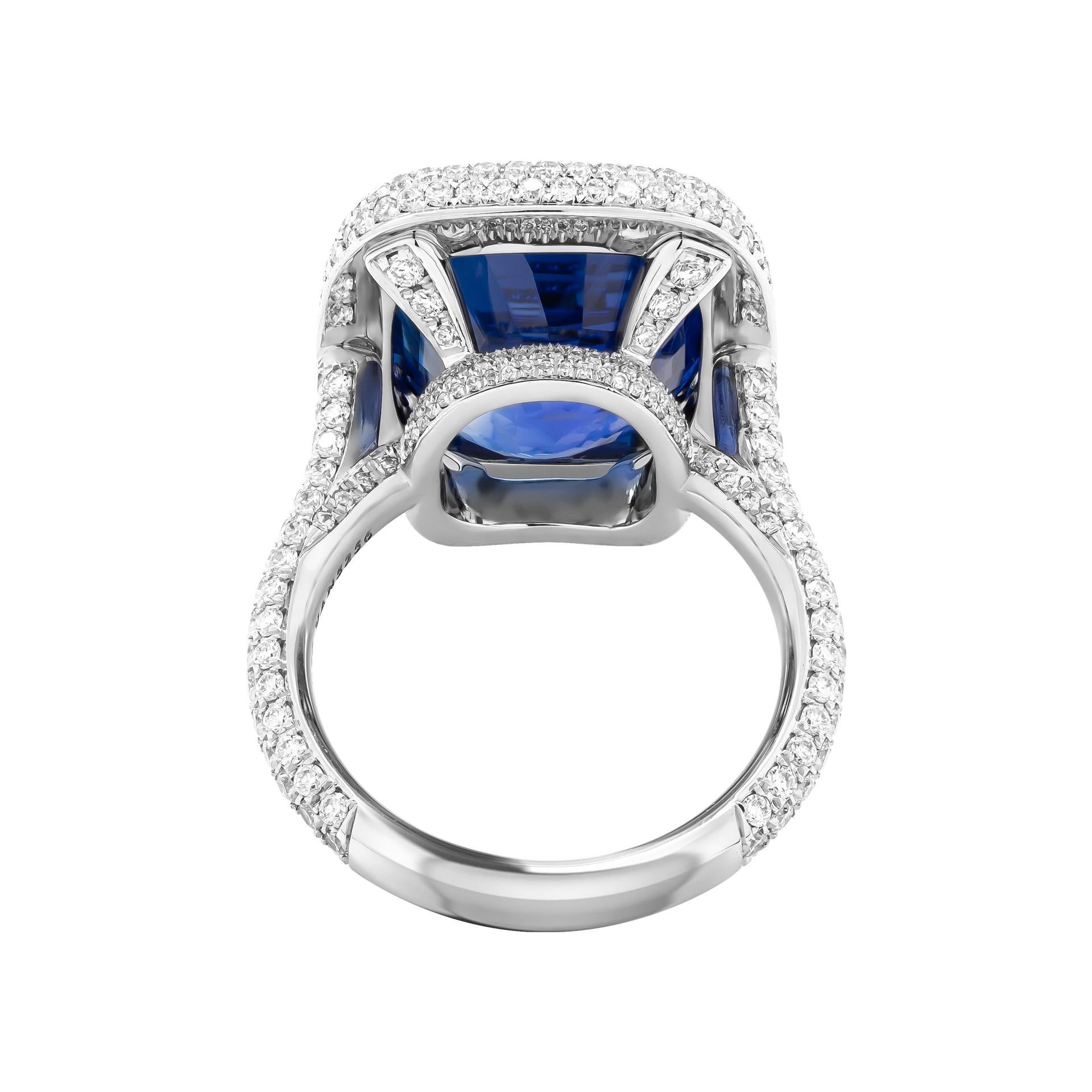 Cushion Cut GIA Certified Ring with 16.16ct Cushion Sapphire Ring For Sale
