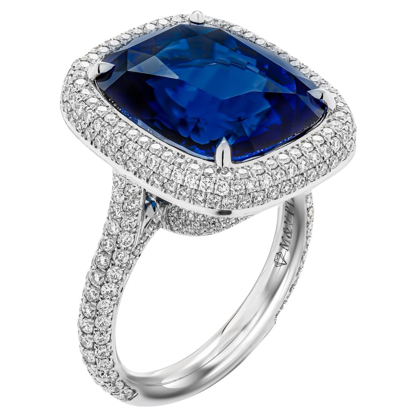 GIA Certified Ring with 16.16ct Cushion Sapphire Ring For Sale
