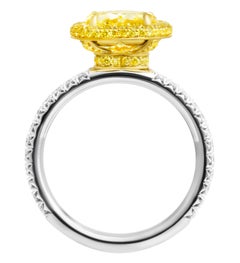 GIA Certified Ring with 2.01ct Fancy Yellow VS1 Heart Shape