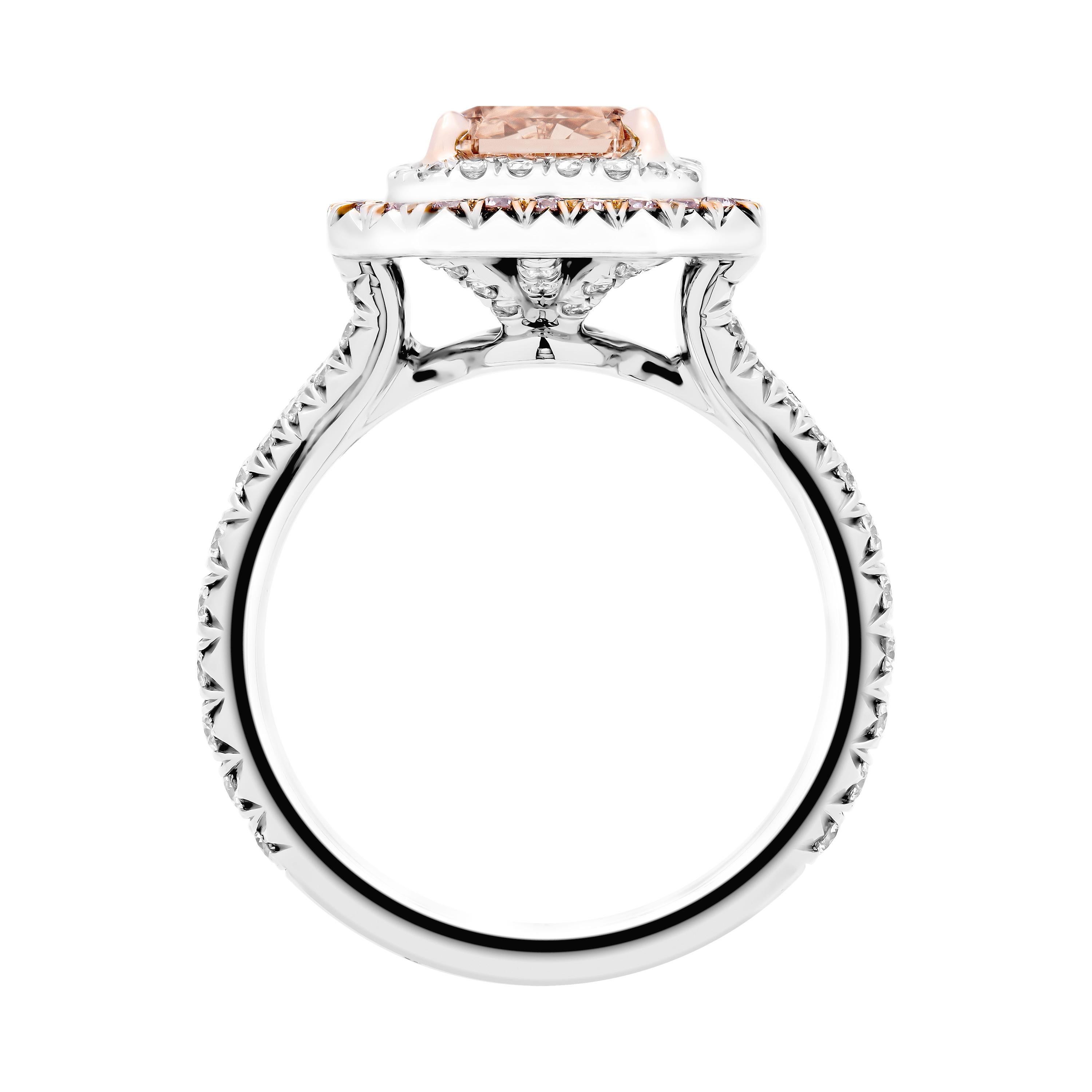 Cushion Cut GIA Certified Ring with 2.07 Carat Fancy Brown Orange VS2 Cushion Diamond For Sale