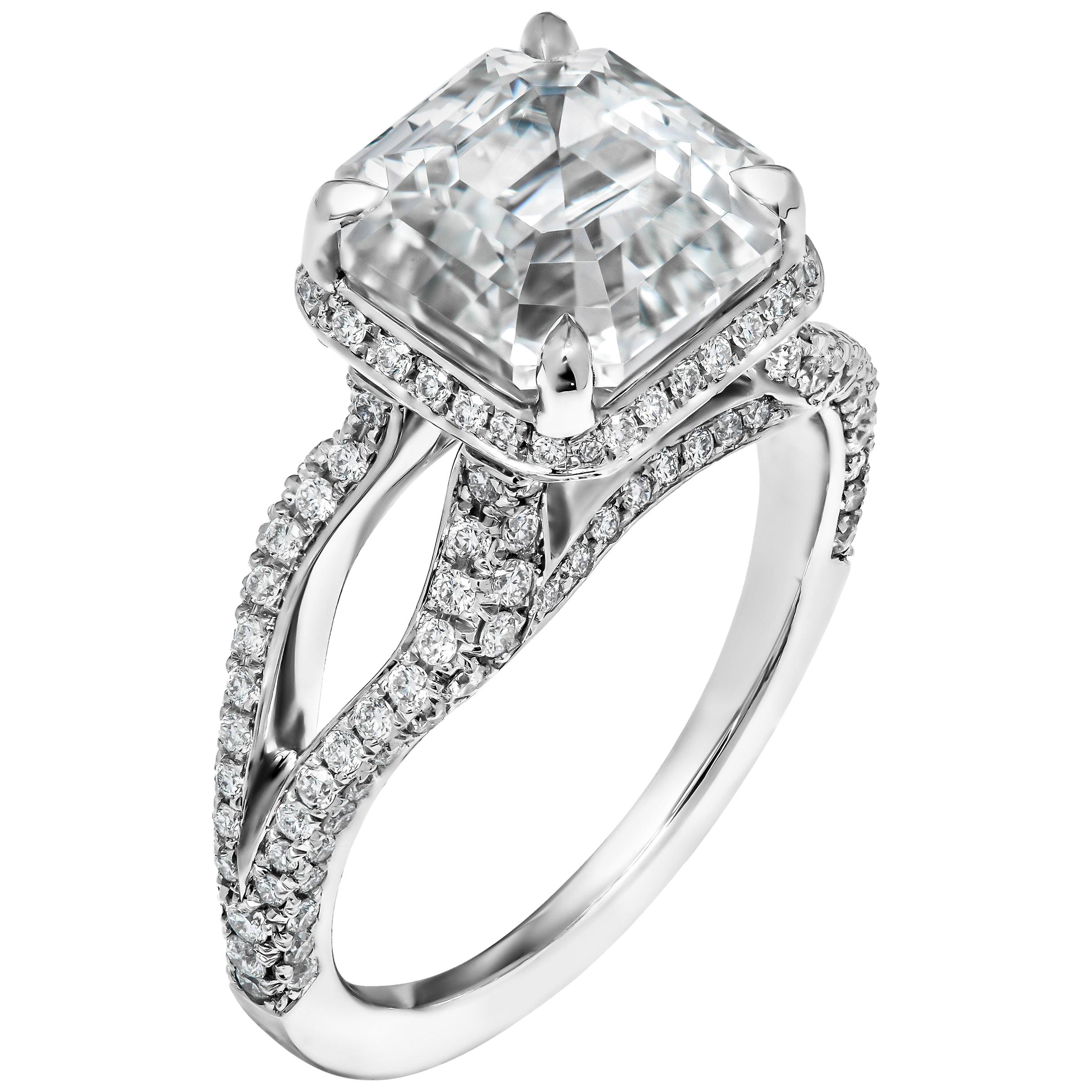 GIA Certified Ring with 4.78 Carat White Sapphire For Sale