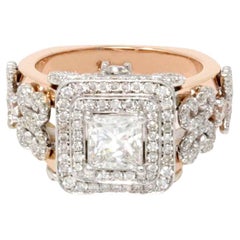 GIA Certified Rose Gold Diamond Designer Ring 2.04ctw