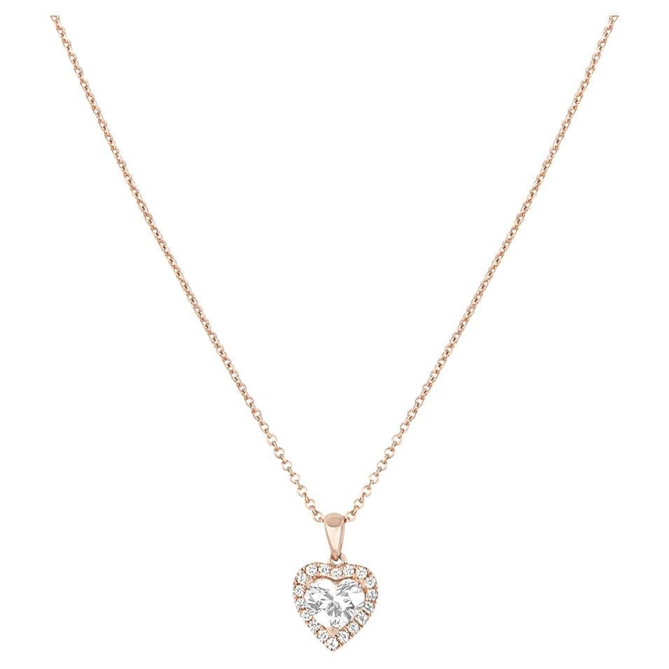 GIA Certified Rose Gold Heart Shaped Diamond Pendant 0.91ct G/SI1