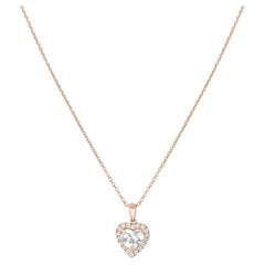GIA Certified Rose Gold Heart Shaped Diamond Pendant 0.91ct G/SI1