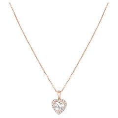 GIA Certified Rose Gold Heart Shaped Diamond Pendant 0.91ct G/SI1