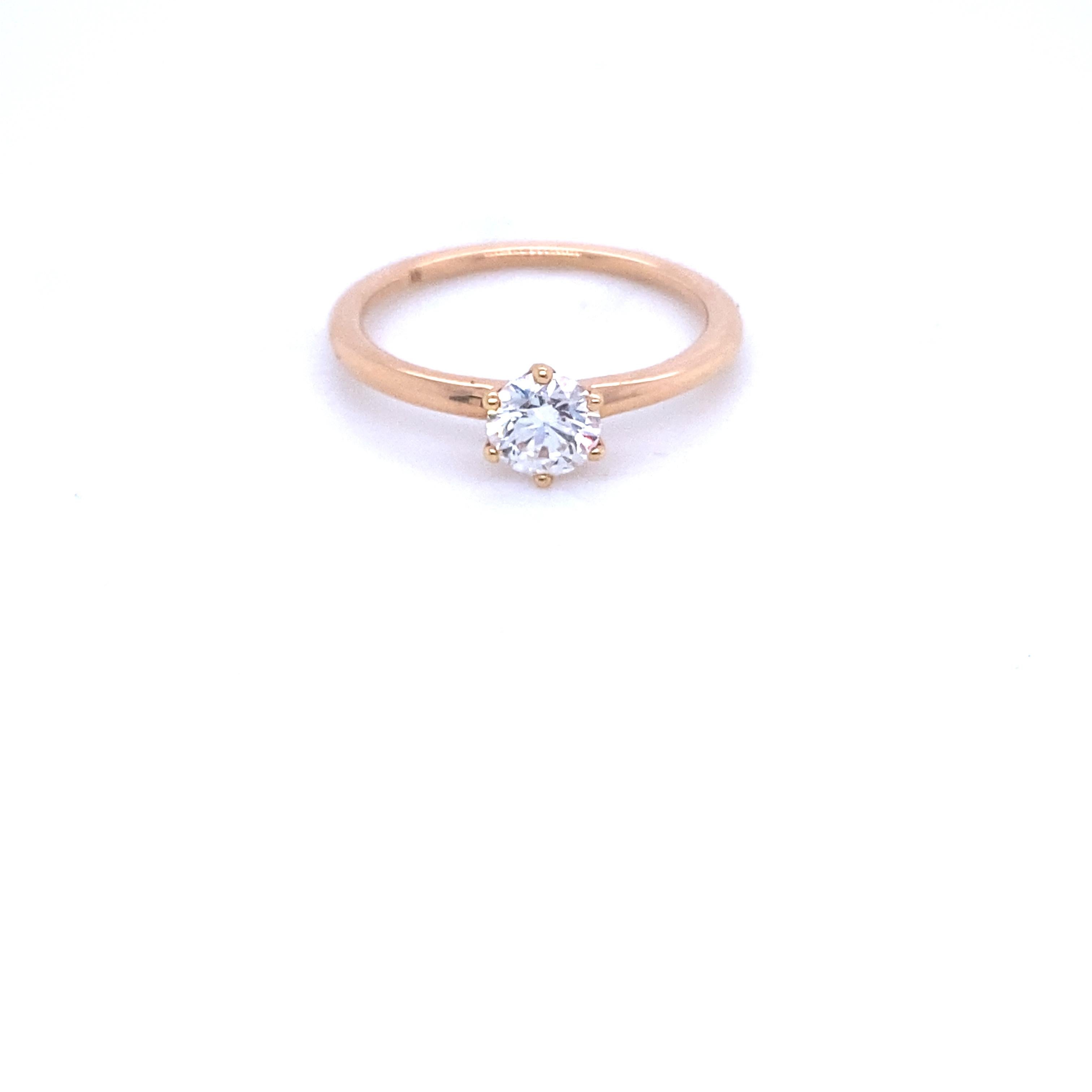 Bague en or rose certifiée GIA avec un diamant de 0,50 carat Pour femmes en vente