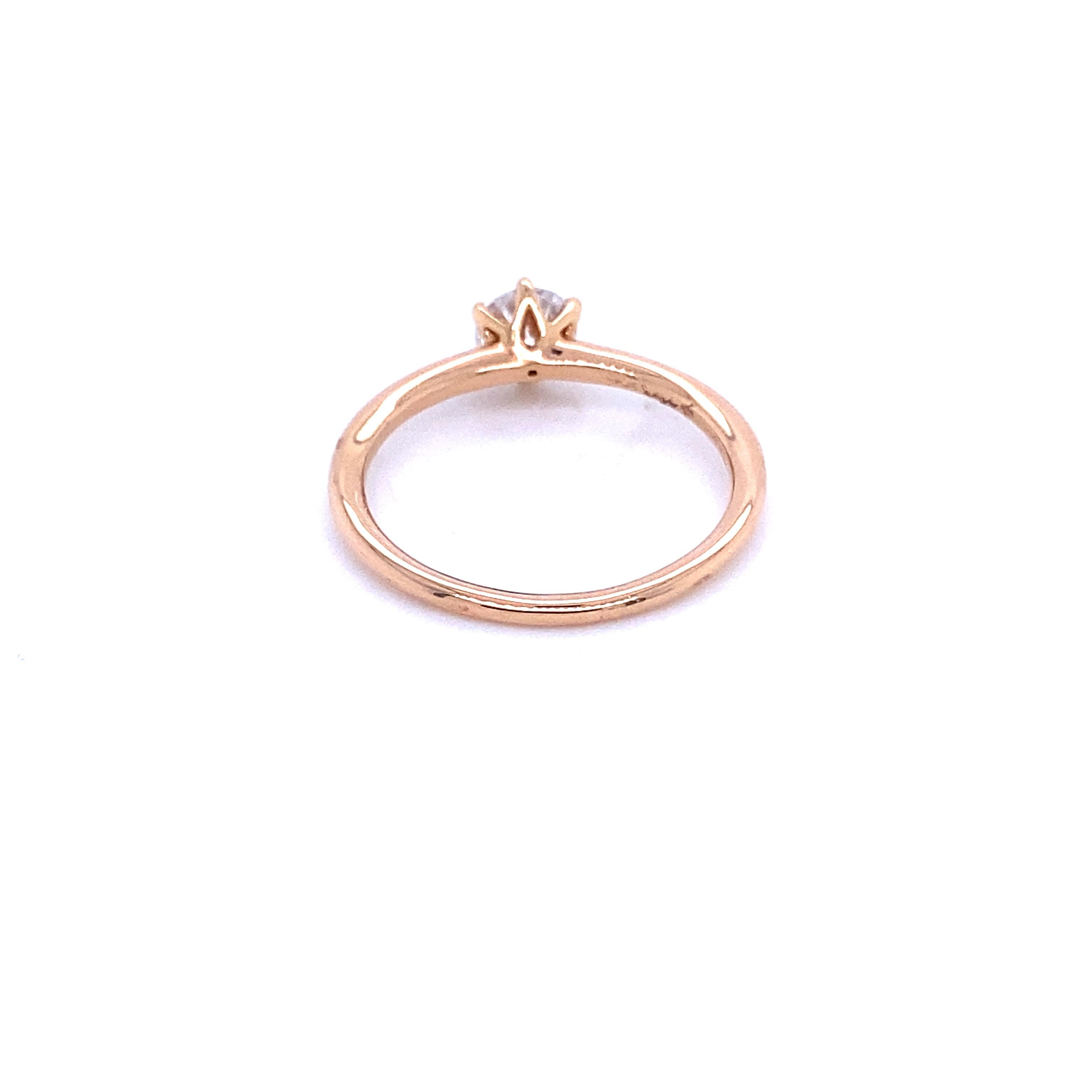 GIA Certified Rose Gold Ring with 0.50 Carat Diamond For Sale 1