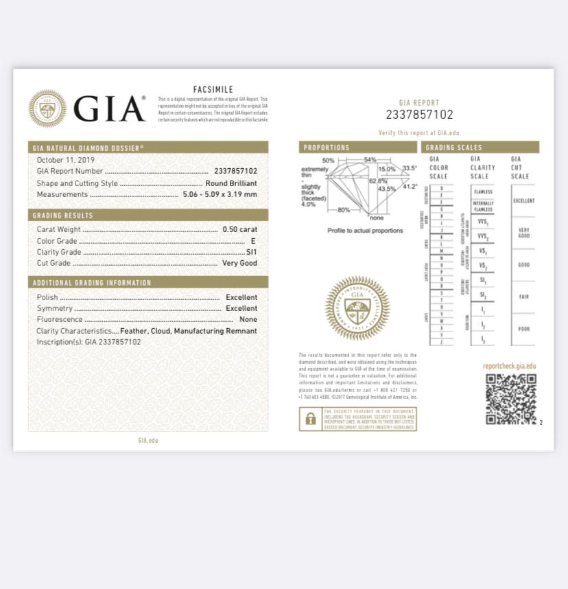 Bague en or rose certifiée GIA avec un diamant de 0,50 carat en vente 2