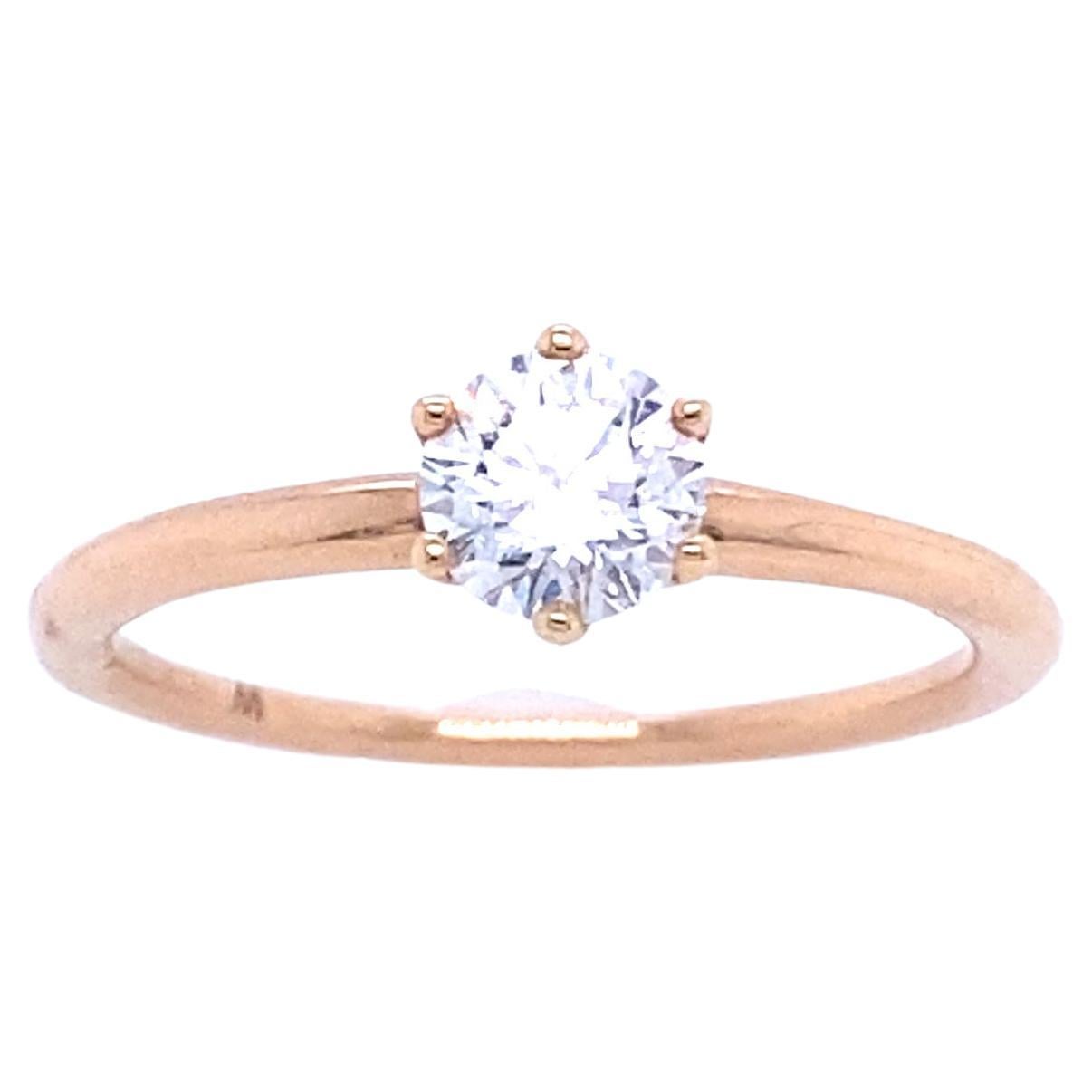GIA Certified Rose Gold Ring with 0.50 Carat Diamond For Sale