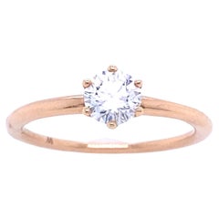 GIA Certified Rose Gold Ring with 0.50 Carat Diamond