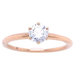 Bague en or rose certifiée GIA avec un diamant de 0,50 carat