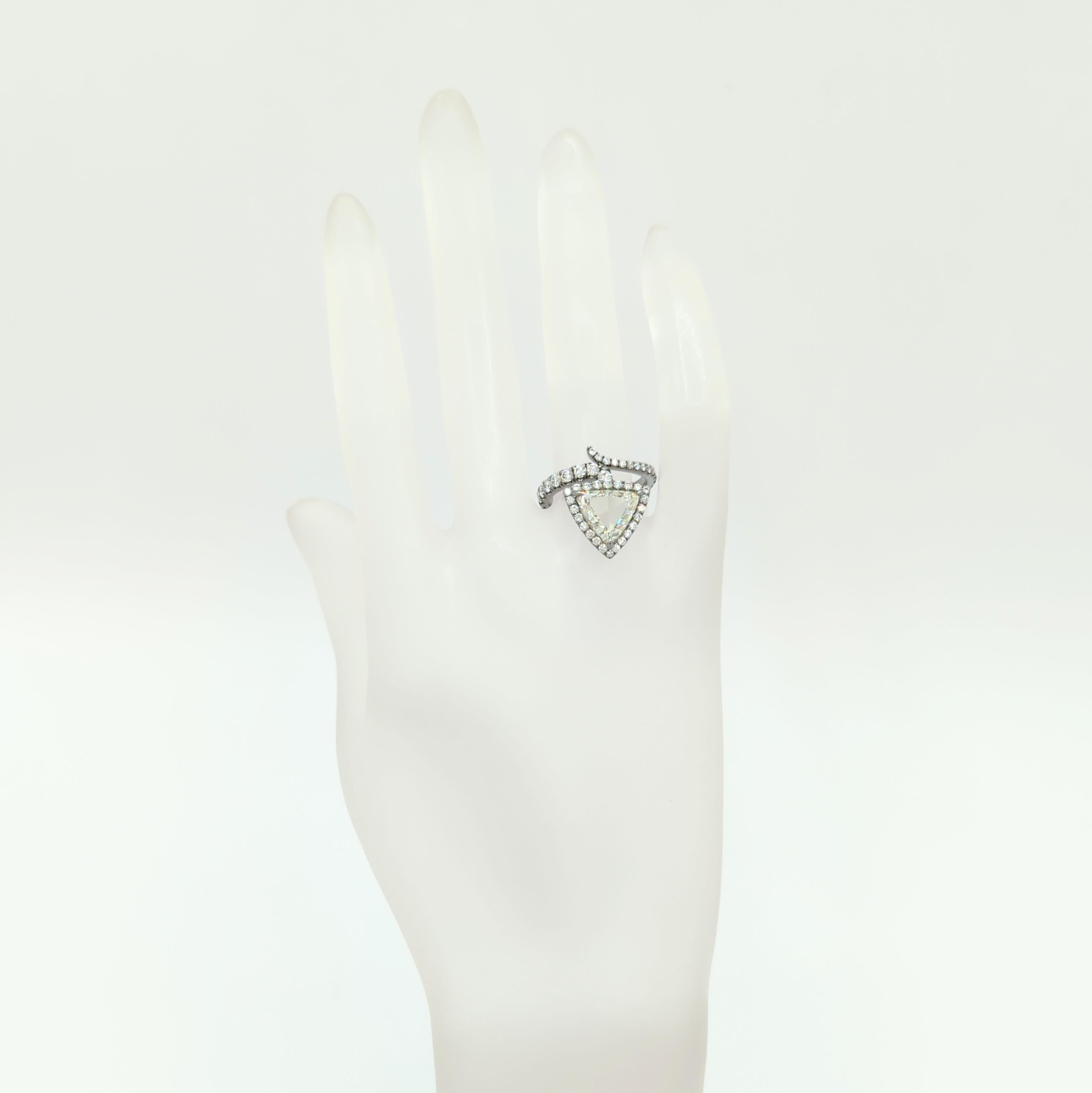 Trillion Cut GIA Certified Rosecut Trillion Diamond Snake Ring  For Sale