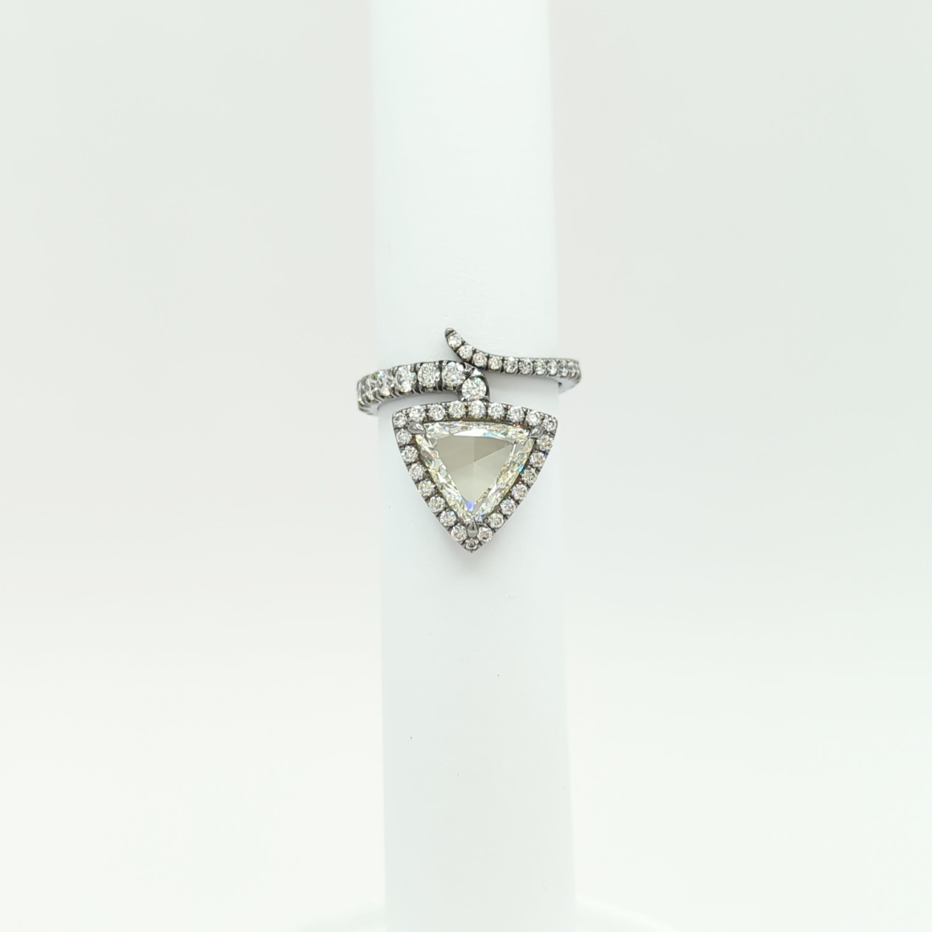 Women's or Men's GIA Certified Rosecut Trillion Diamond Snake Ring  For Sale
