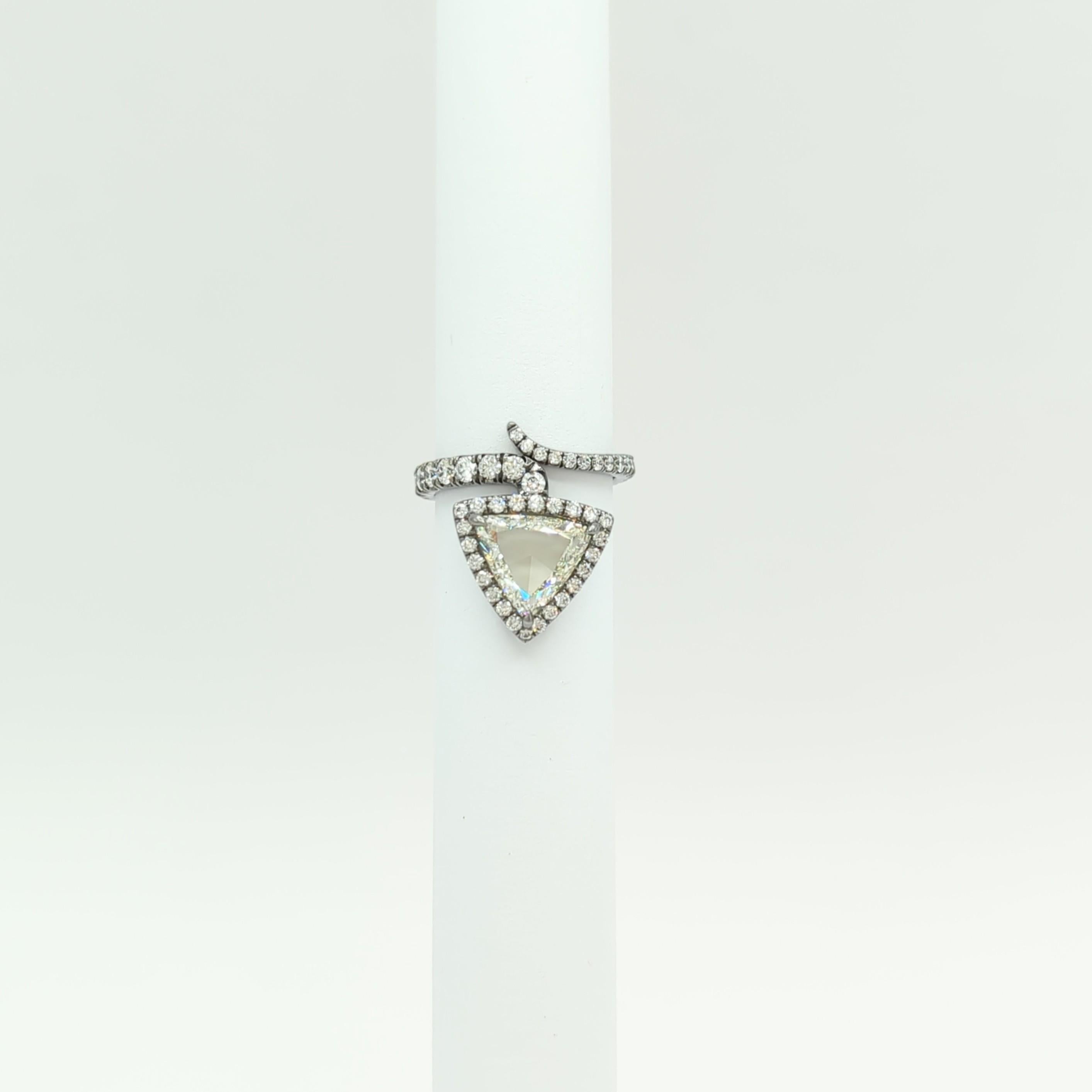 GIA Certified Rosecut Trillion Diamond Snake Ring  For Sale 1