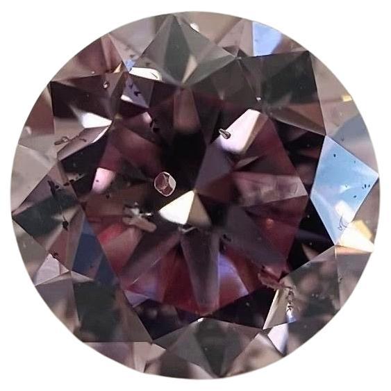 GIA Certified Round 0.38 Carat Natural Loose Argyle Fancy Purplish Pink Diamond For Sale