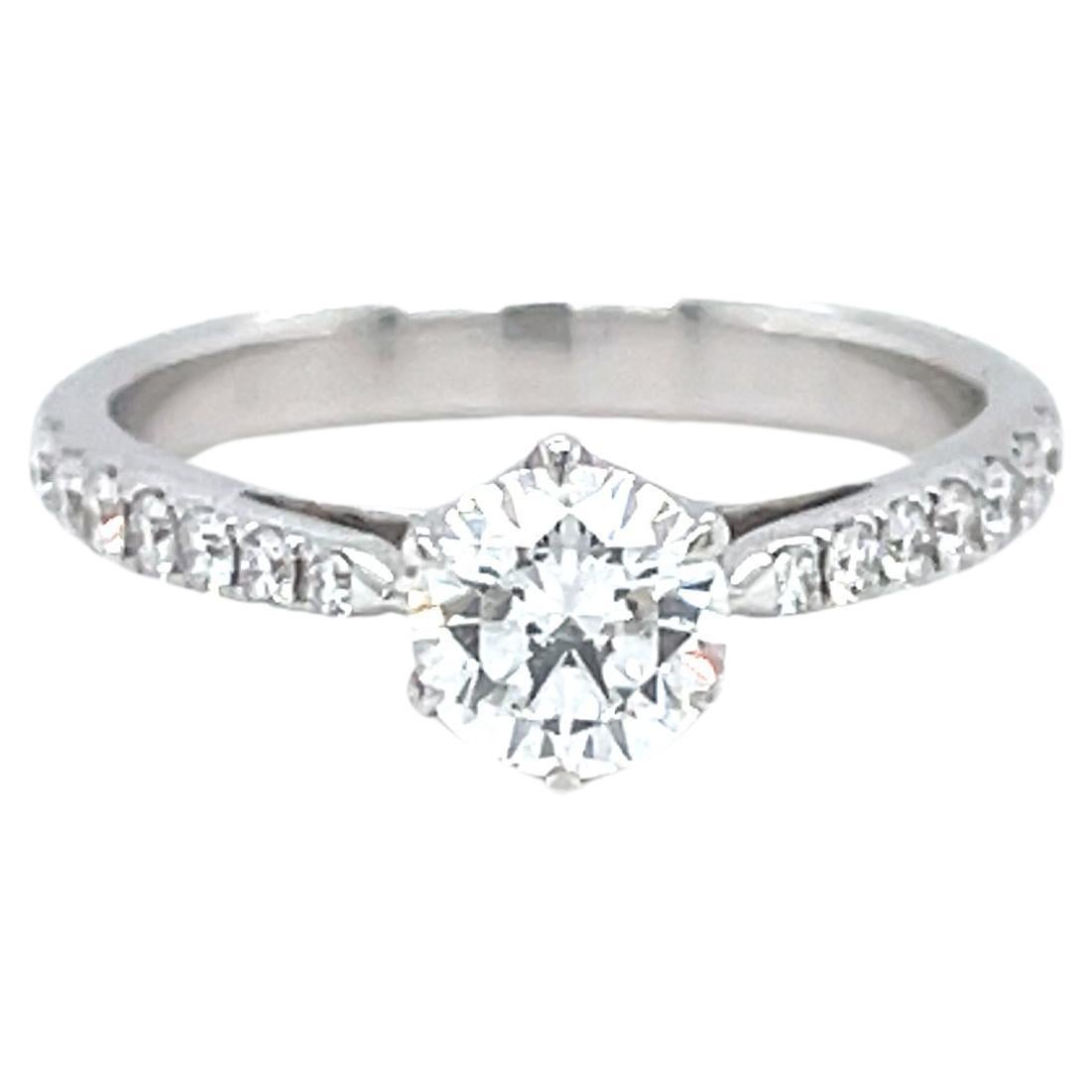 GIA Certified Round 0.72 Carat E VVS2 Diamond Solitaire Ring in 18K White Gold For Sale