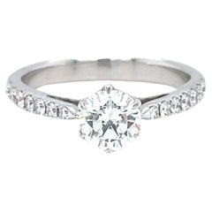 GIA Certified Round 0.72 Carat E VVS2 Diamond Solitaire Ring in 18K White Gold