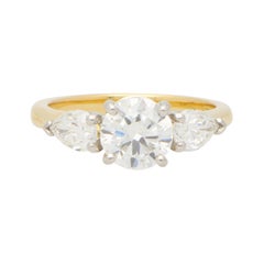 GIA Certified Round and Pear Cut Diamond Engagement Ring Set in 18k Gold