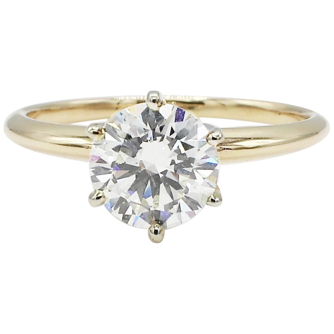 GIA Certified Round Brilliant 1.74 Carat K SI1 14 Karat Diamond Engagement Ring