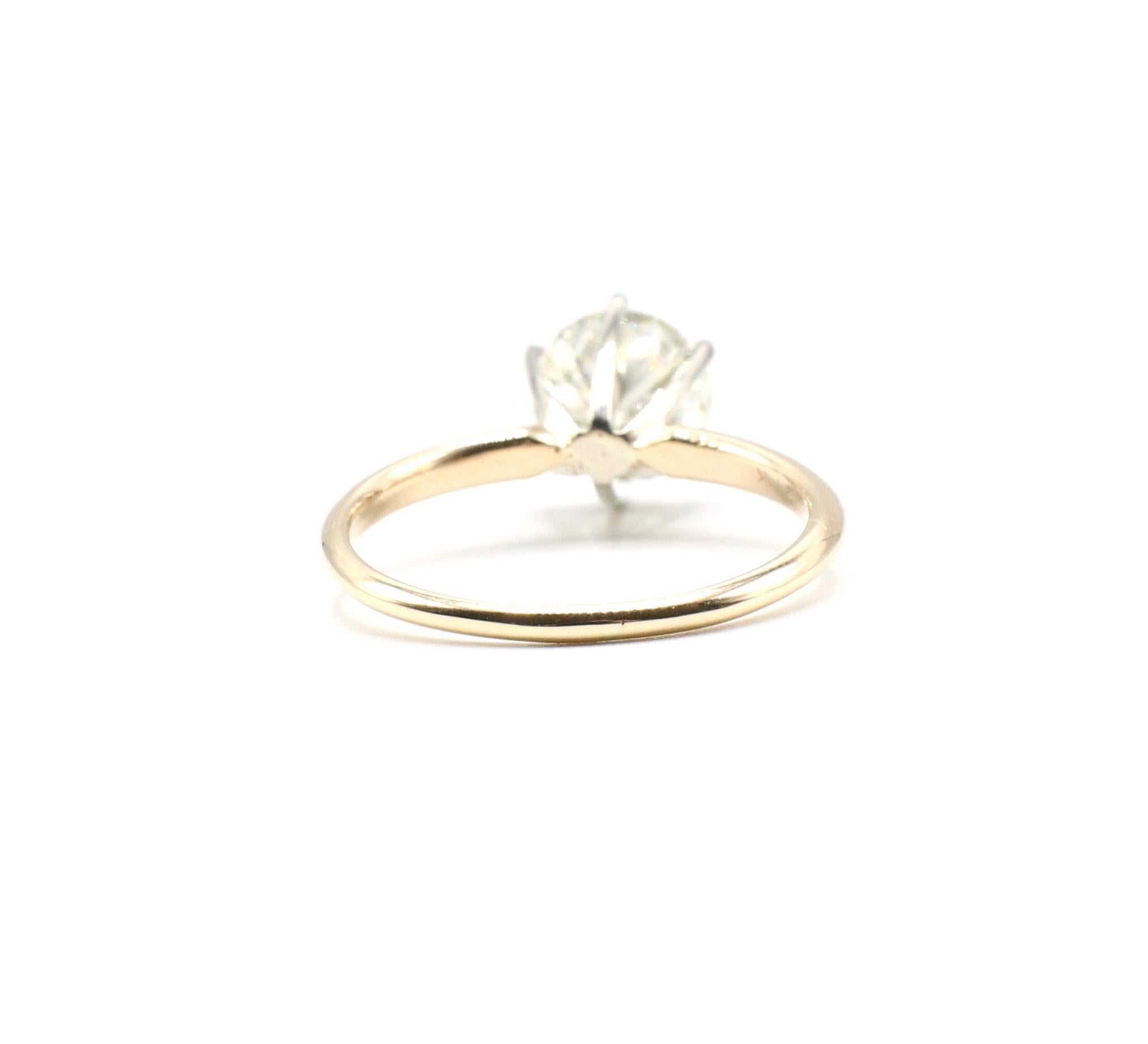 Round Cut GIA Certified Round Brilliant 1.74 Carat K SI1 14 Karat Diamond Engagement Ring