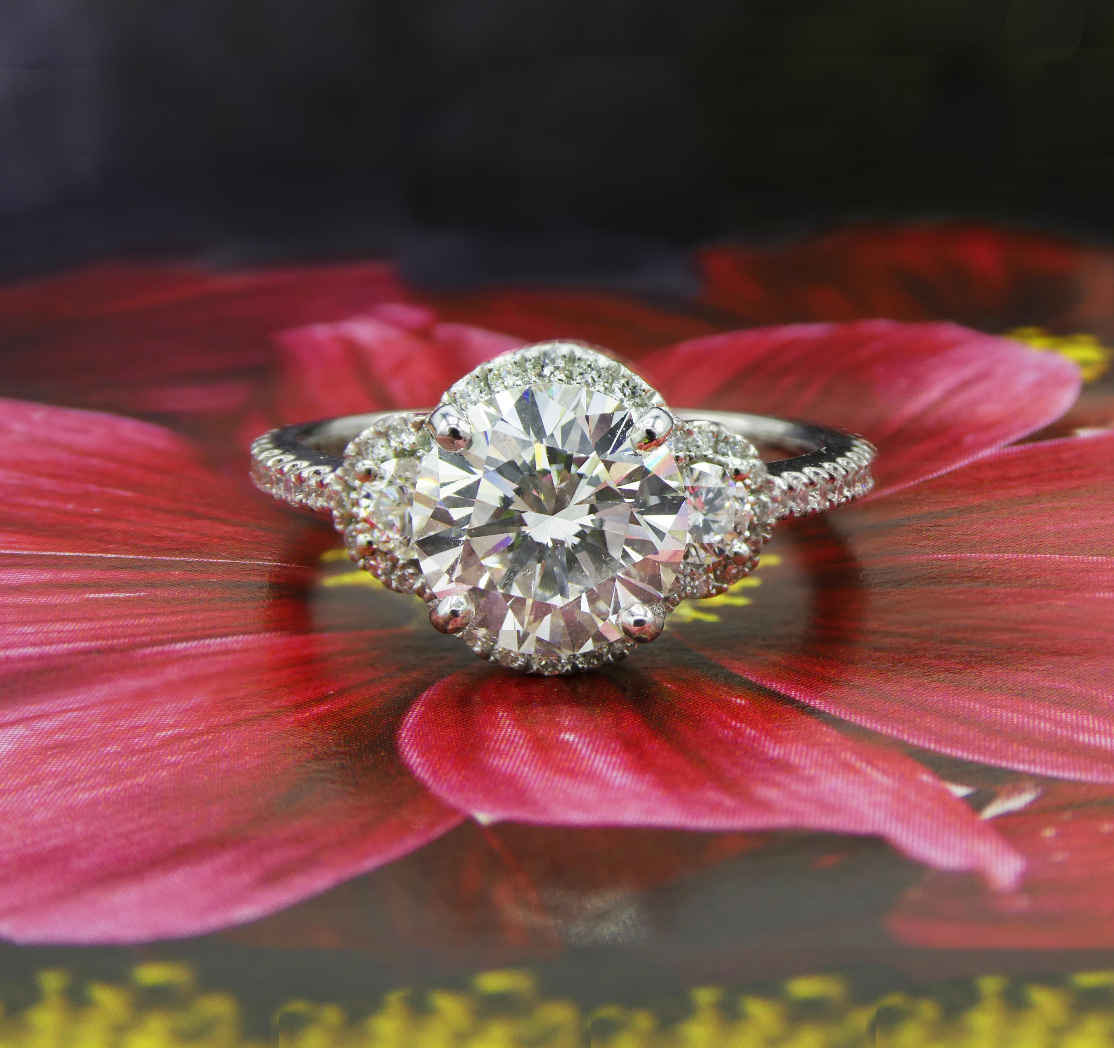 GIA Certified Round Brilliant 1.80 Carat I SI2 Platinum Diamond Engagement Ring In Excellent Condition In  Baltimore, MD