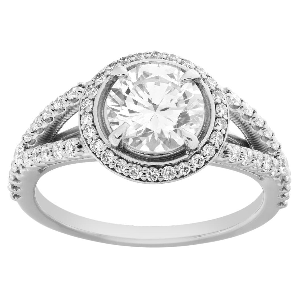White Gold 1.4 Carat Round Brilliant Cut Diamond Cocktail Ring at 1stDibs