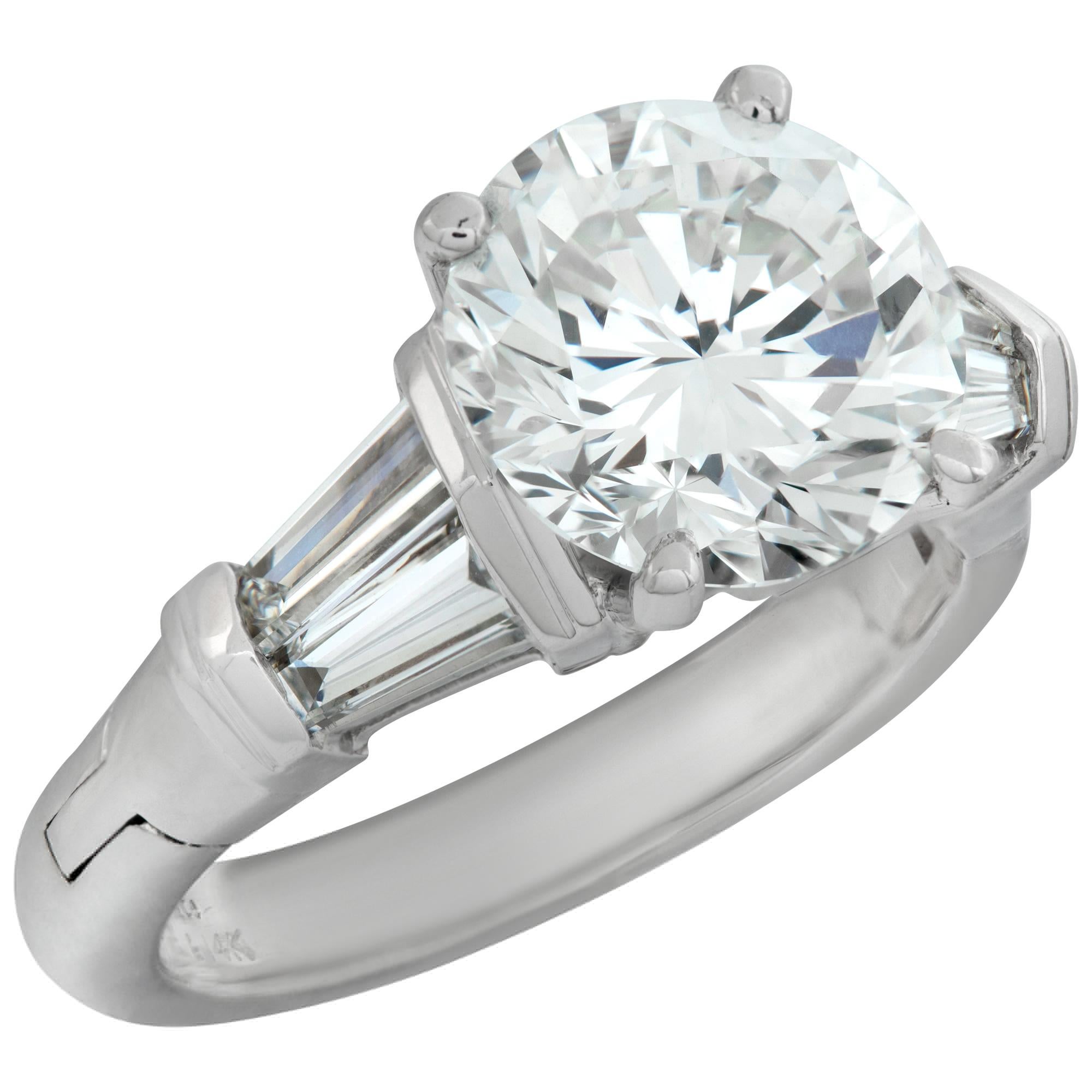 Bague en platine et or blanc contenant un diamant de 3,09 carats de taille ronde et brillante certifié par le GIA Excellent état - En vente à Surfside, FL