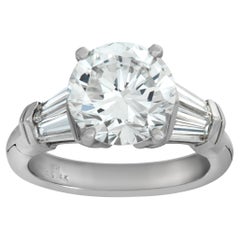 GIA Certified round brilliant cut 3.09 carat diamond platinum & white gold ring