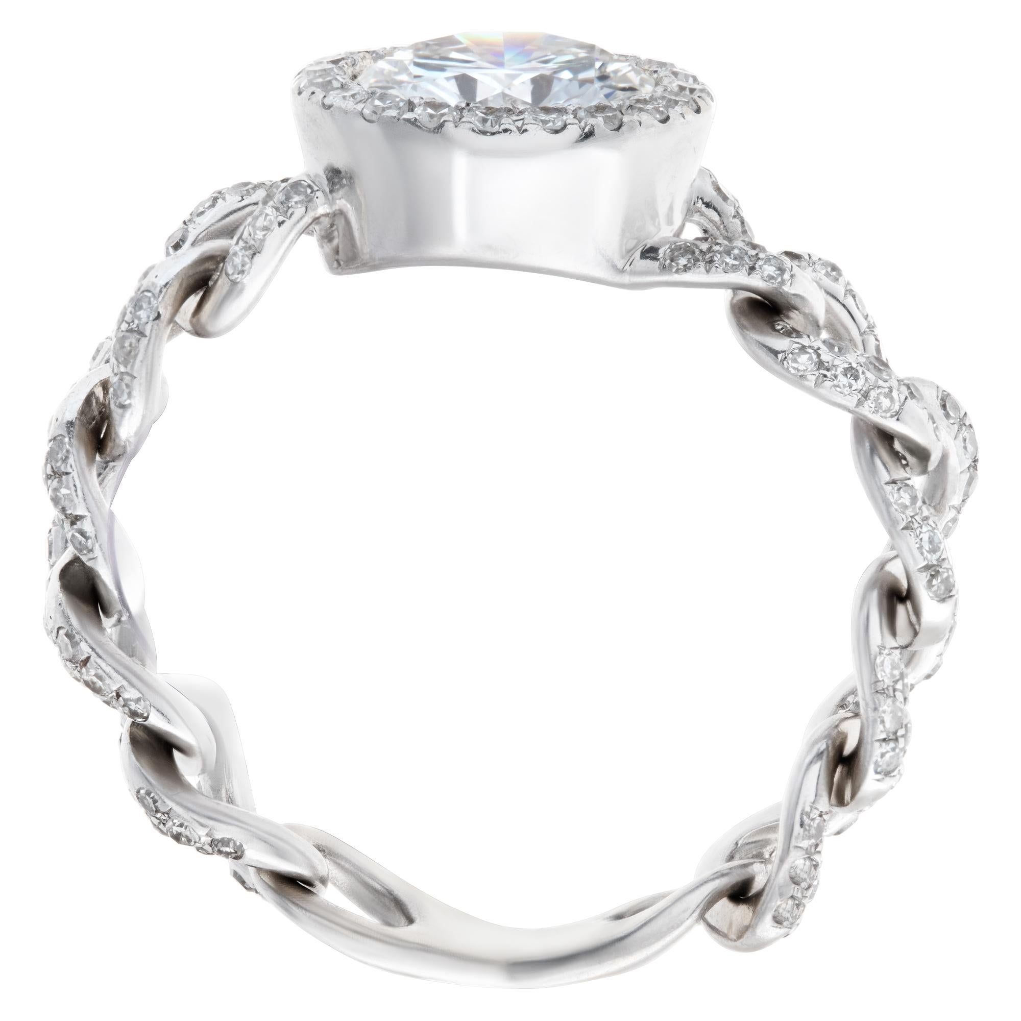 Bague en diamant taille ronde brillant certifié GIA de 1,17 carat « E Color, VS2 Clarity » Excellent état - En vente à Surfside, FL