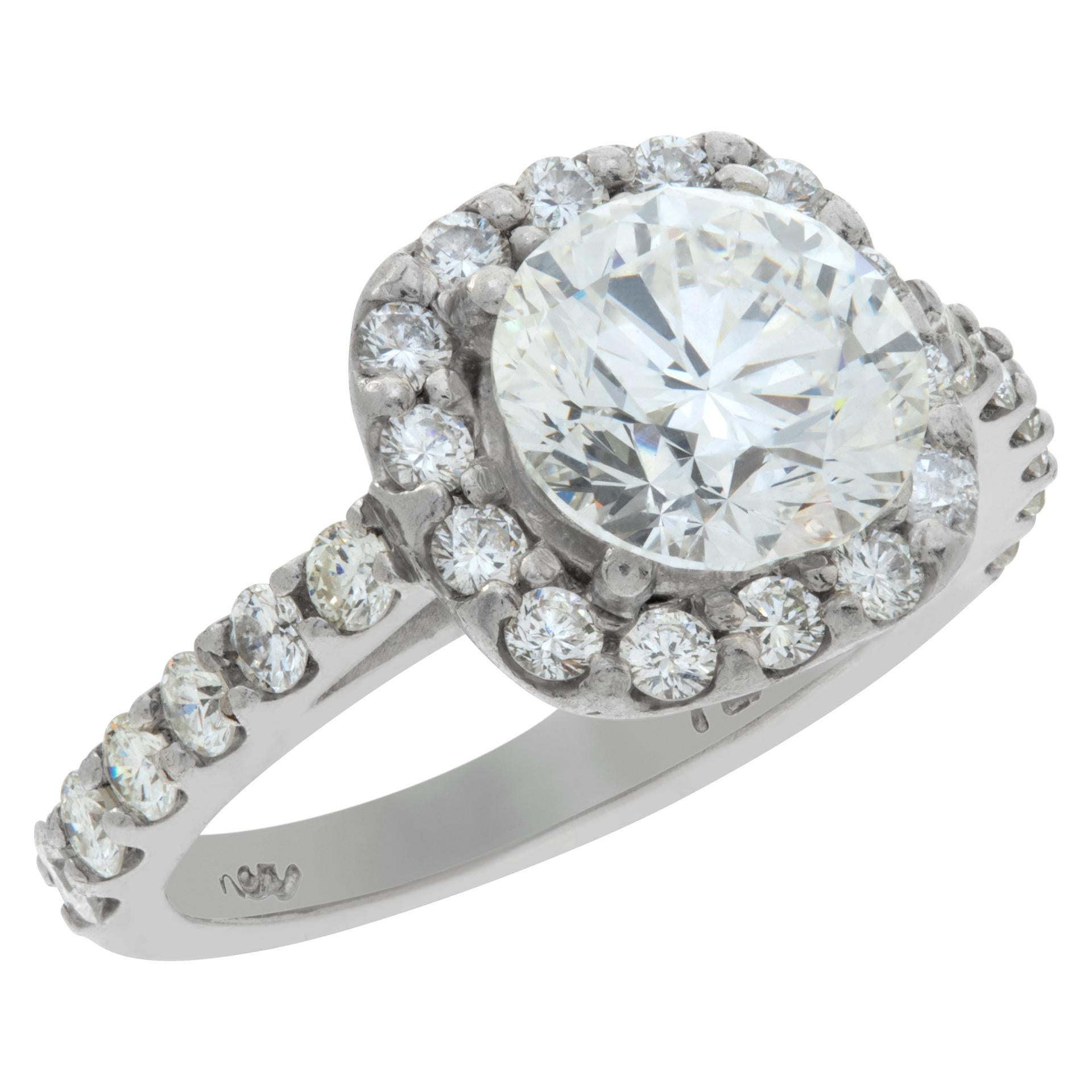 GIA Certified Round Brilliant Cut Diamond 2.03 Carat Platrinum Ring In Excellent Condition For Sale In Surfside, FL