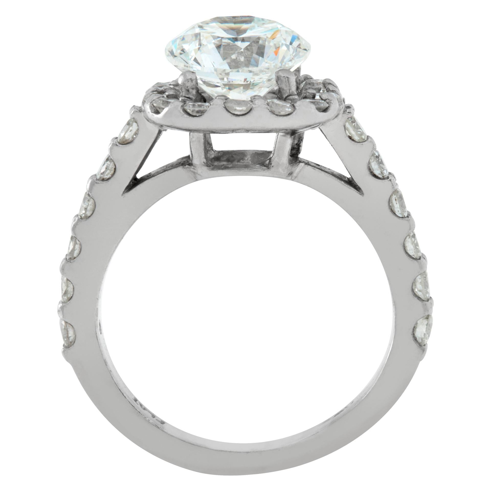 Women's GIA Certified Round Brilliant Cut Diamond 2.03 Carat Platrinum Ring For Sale