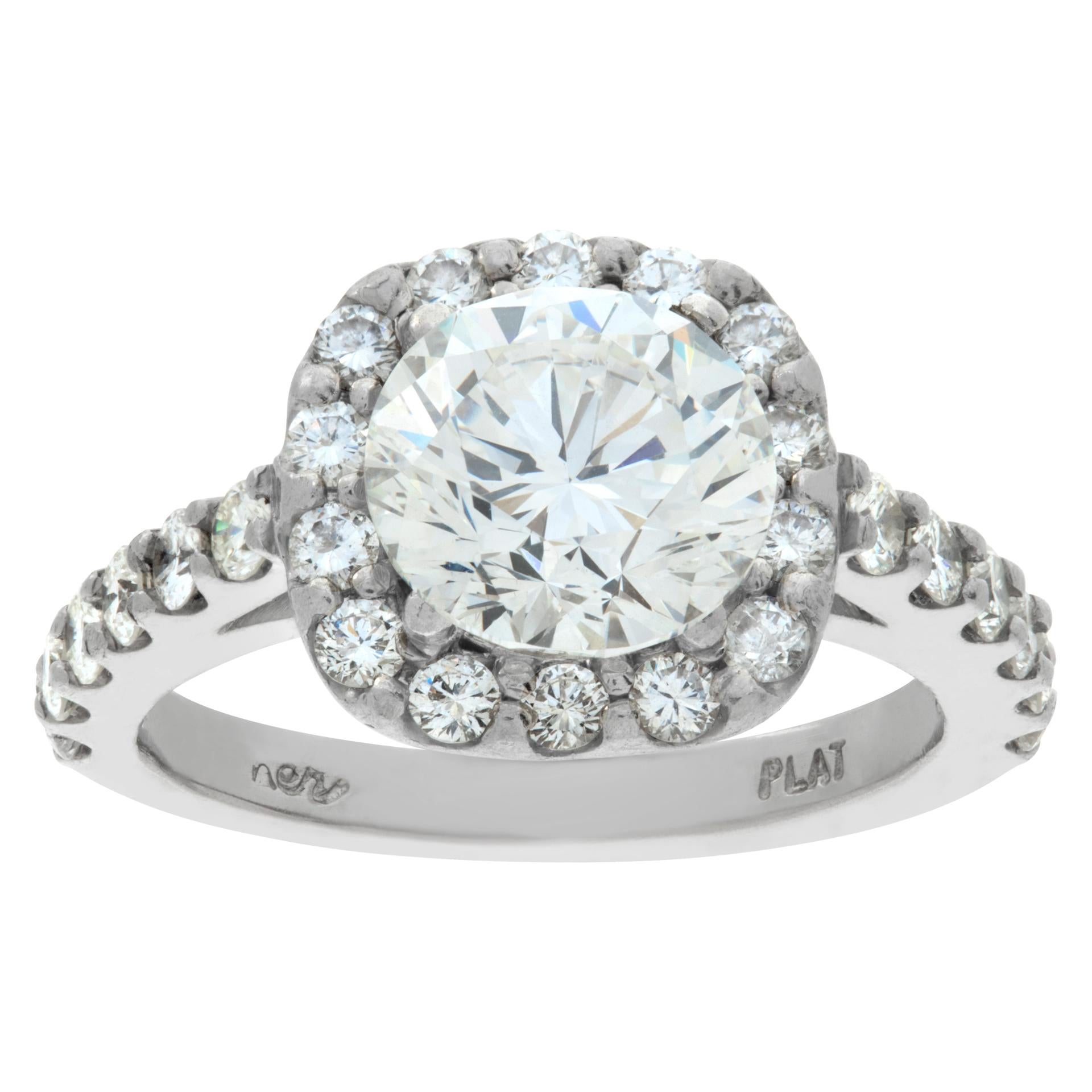 GIA Certified Round Brilliant Cut Diamond 2.03 Carat Platrinum Ring