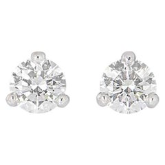 GIA Certified Round Brilliant Cut Diamond Earrings 1.07 Carat