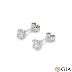 GIA Certified Round Brilliant Cut Diamond Earrings 1.18ct tcw H/VS1/VS2