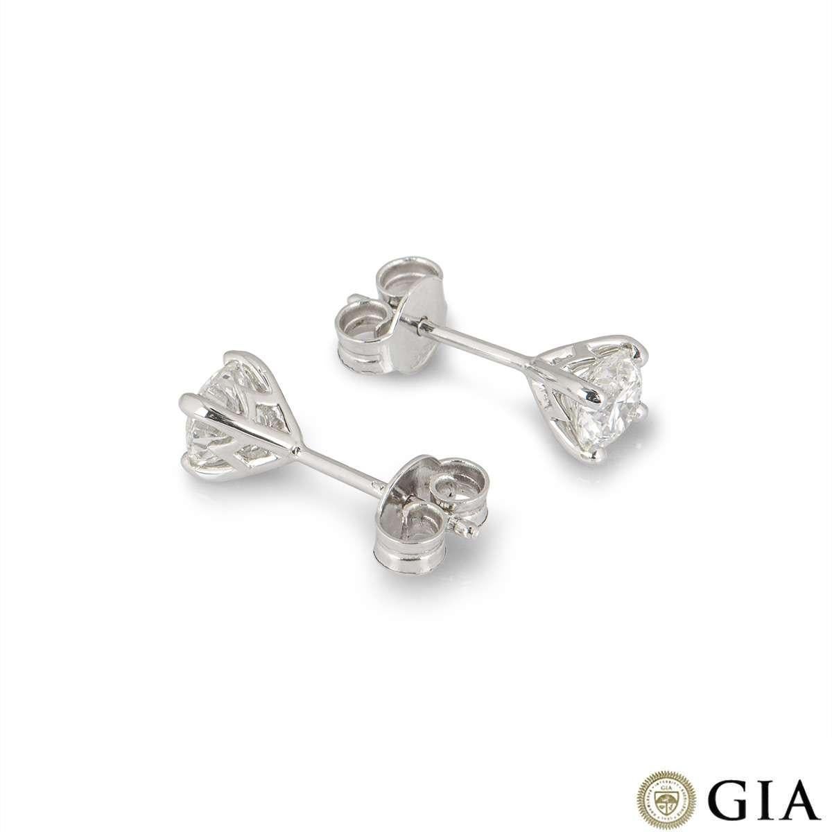 Round Cut GIA Certified Round Brilliant Cut Diamond Earrings 1.18ct tcw H/VS1/VS2