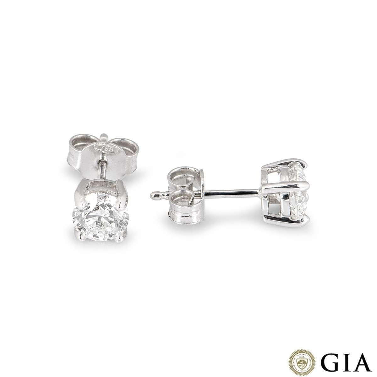 Round Cut GIA Certified Round Brilliant Cut Diamond Earrings 1.20 Carat
